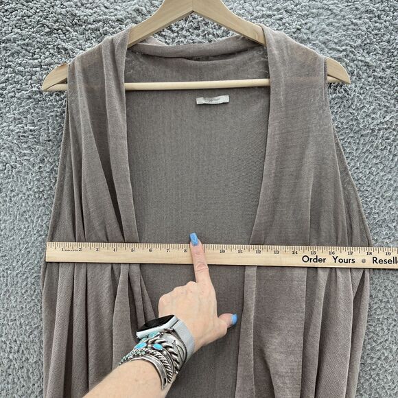 Crea Concept Sweater Womens S Tan Lightweight Linen Lagenlook Boho Open Cardigan - Picture 8 of 12